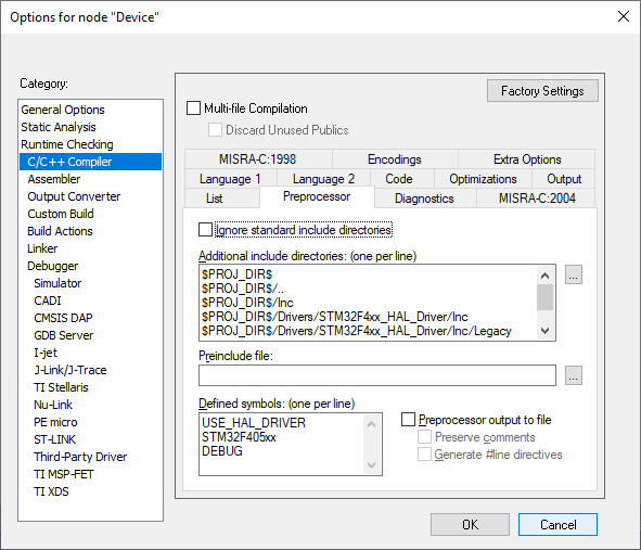 Debug config